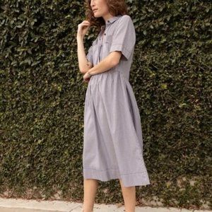 🌺Everlane The Parklet Shirtdress, Blue & White, Short Sleeve Midi Dress, Size 16